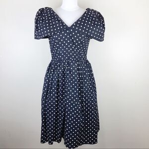 Vintage A La Mode 60s Polka Dot Large Sleeve Dress